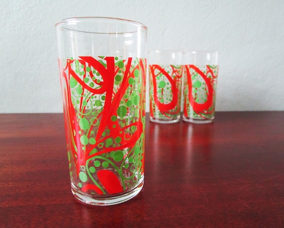 4 Vintage MOD 1960s Libbey Glasses Retro Psychedelic Glasses Small 8 Ounce  MINT Retro Christmas RARE - Etsy