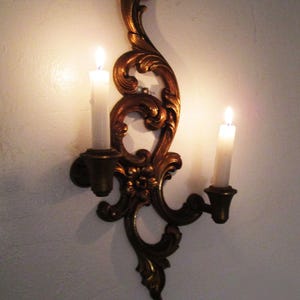 Candelabro de pared Syroco dorado, candelabro colgante, estilo Hollywood Regency, años 50, decoración de pared de mediados de siglo, MCM, decoración vintage para el hogar