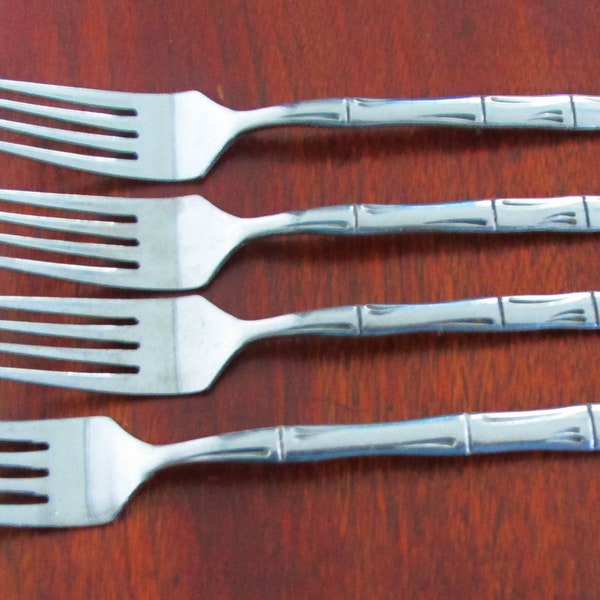 Rebacraft ROYAL BAMBOO Bottom Indent Flathd Flatware 4 Forks: 1 Dinner 3 Salad Stainless Japan Discontinued