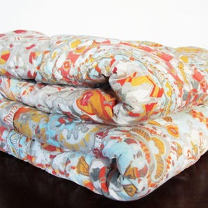 Vintage Pottery Barn Euro Pillow Shams, Red Pastel Blue Floral, 24" Organic Cotton