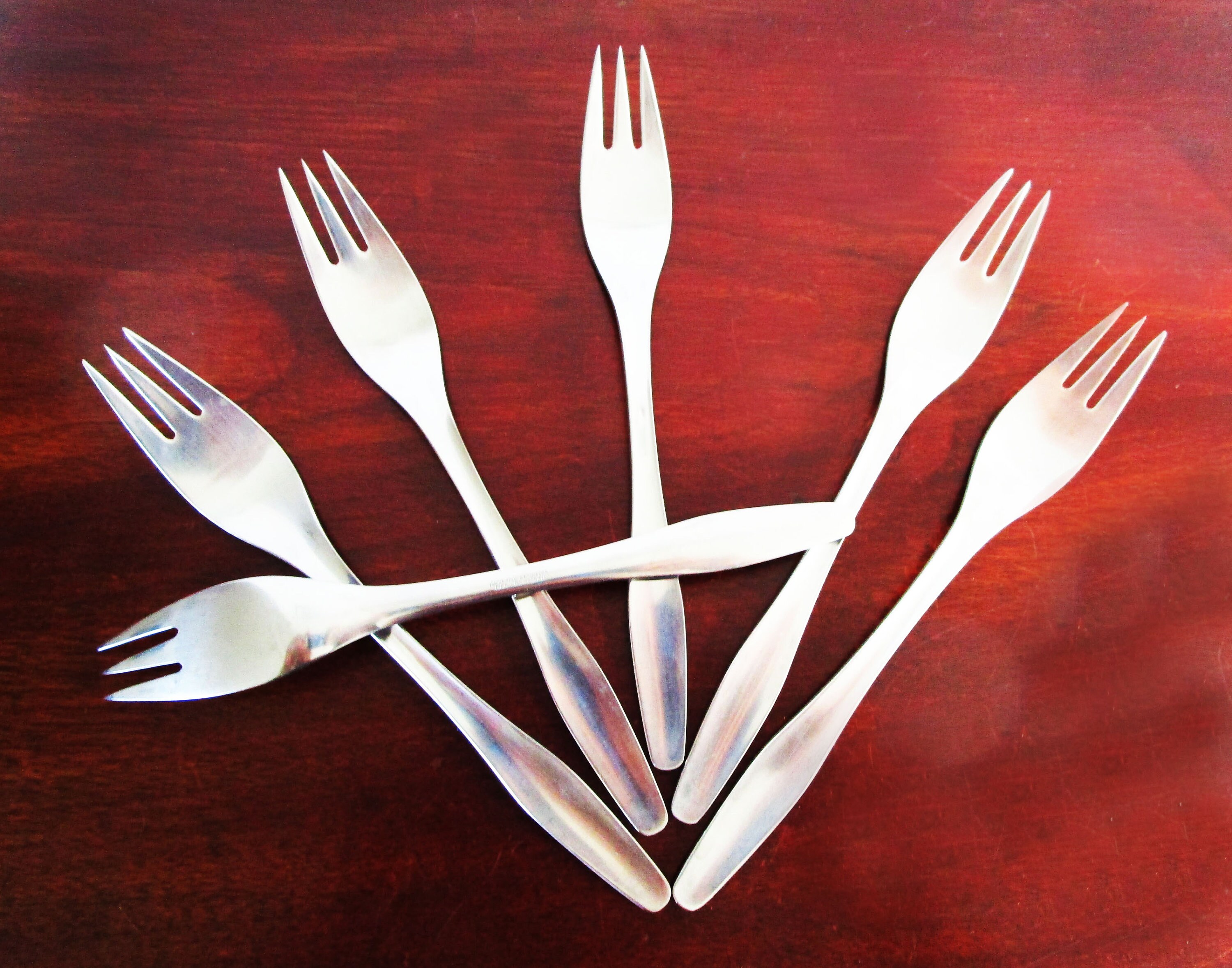 Dana DFA MCM Stainless DNS3 Flatware 6 Salad Forks Danish Modern