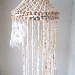 Vintage Muschel Kronleuchter Windspiel Kauri Muschel Boho Strand Boho weiß weiß