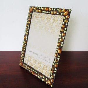 Belle Maison Jeweled Picture Frame 5x7 Gold Vintage Style Velvet Ornate Decor 5x7 Photo Frame Gilded Beaded Border main image 0