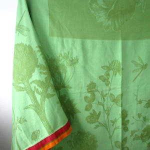 Williams Sonoma Tablecloth Green Jacquard Artichoke and Parsley Large 70x90 All Cotton Russia LIKE NEW