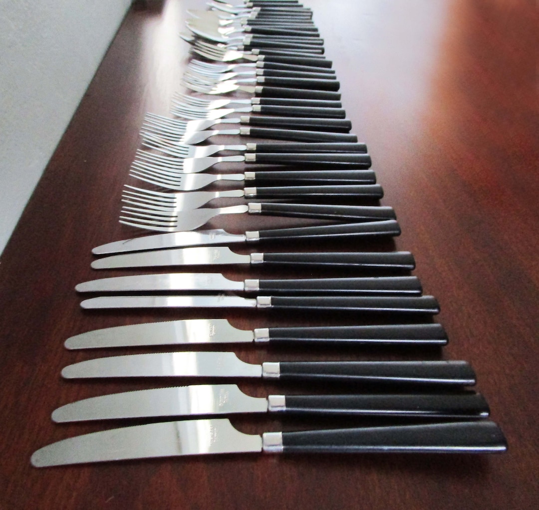 Vintage Flatware Black Handle LOT 21 Pieces Service for 5 Etsy