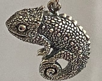 925 Sterling Silver Chameleon Charm, 22x17mm, Boxed!