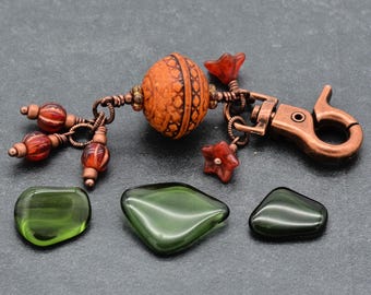 Chili Pepper Handmade Handbag Charm, Acrylic and Czech Glass