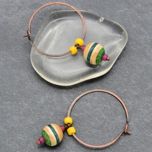 Recycled Skateboard Dangle Hoop Handmade Earrings, Yellow, Hot Pink, Green