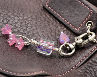 Pinky Promise Handmade Handbag Charm, Cane Glass, Czech Glass and Antique Silver