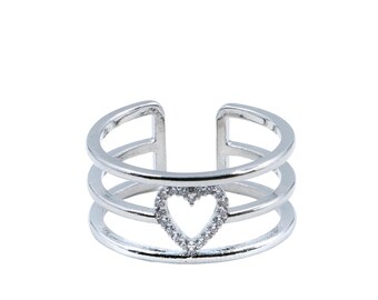 Ring - Pave Heart - Silver