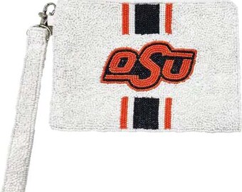 OSU White Beaded Wristlet