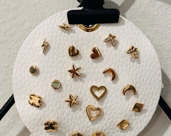 Stud Earring Set of 10 - gold