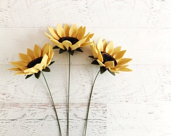 Large Sunflower, Single Stem Statement Flower, Felt Flowers for making your own bouquet, gift topper, photo prop