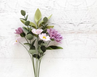 Aster und Eukalyptus Blumenstrauß, Filz Blumenstrauß, Freund Geburtstagsgeschenk, Foto Requisite, Muttertag, Leistung Blumen