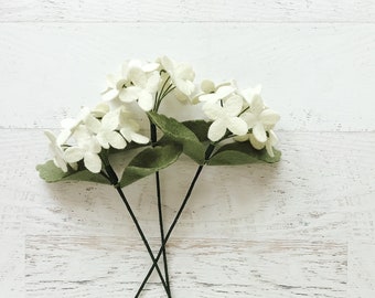 Felt Hydrangea, Single Stem Flower, Felt Flowers for making your own bouquet, gift topper, photo prop