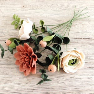 Ranunculus + Dahlia Bouquet, Felt Flower Bouquet, Send Flowers