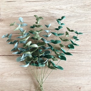 Vilt eucalyptusblad, enkele stengel, vilten bloemen en groen voor het maken van je eigen boeket, cadeautopper, fotorekwisiet