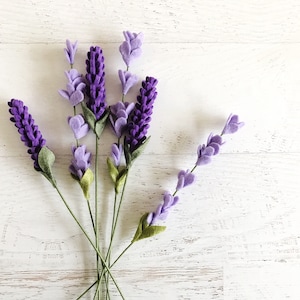 Lavender, Bundle of 3 Stems, Felt Flowers for making your own bouquet, gift topper, photo prop