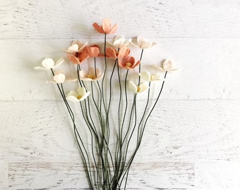 Mini Scalloped Blooms, Bundle of 6, Felt Flowers for making your own bouquet, gift topper, photo prop