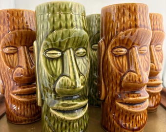 Ceramic Tiki Cocktail Mugs Set of Six (6)