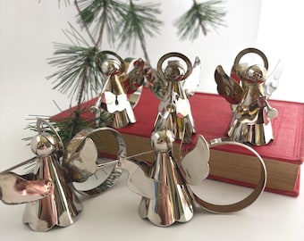 Vintage Angel Napkin Rings Set of Five, Holiday Decor, Holiday Table