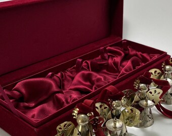 Silver Christmas Angels Ornaments in Luxurious Red Velvet Box with Snuffer