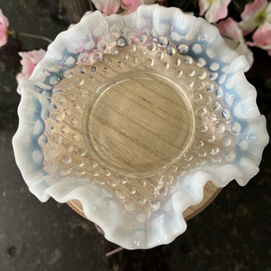 Fenton Ruffle Edge Opaline White Trinket Dish