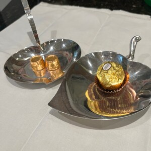 Delightful Heart Shaped Silver Plated Small Trinket Dishes Set of Two (2)