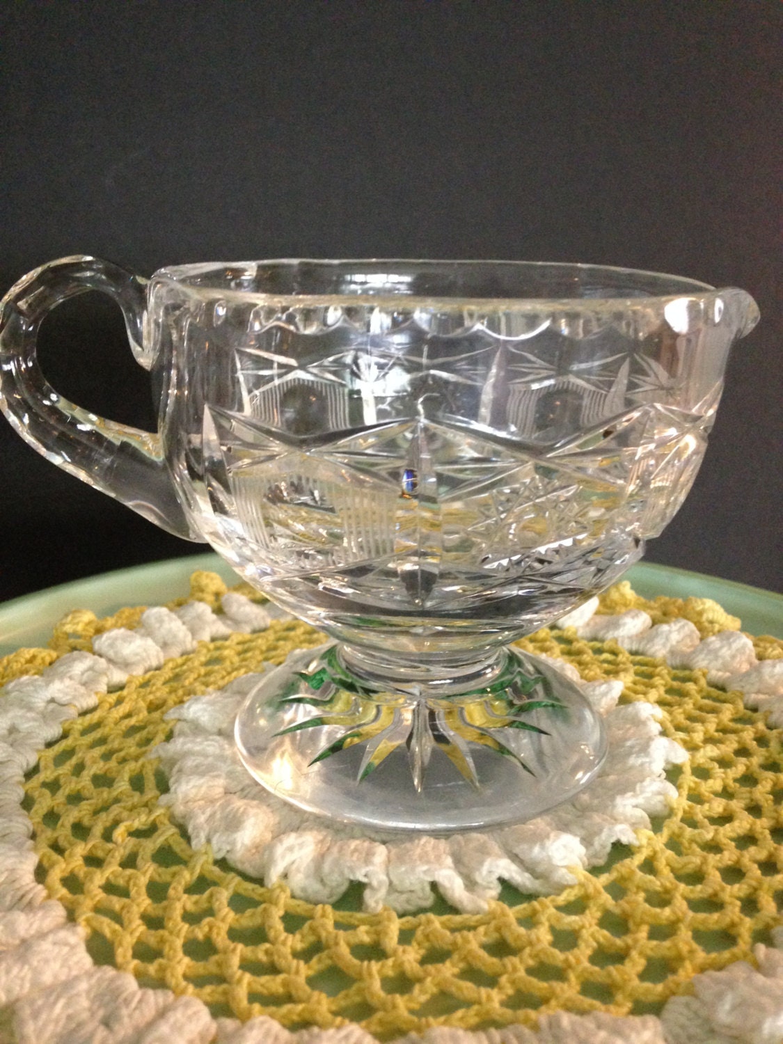 Crystal Footed Serving Pitcher, Gravy Boat