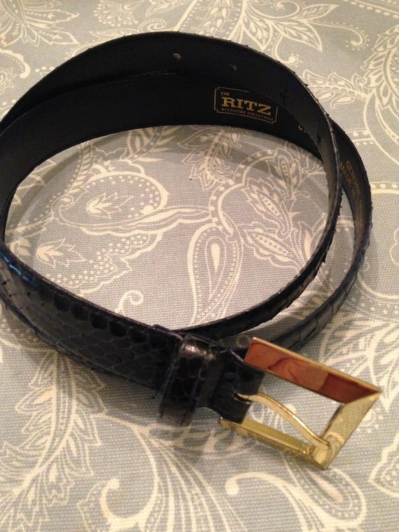 Vintage Ritz Snake Skin Belt Vintage RITZ Yellow Genuine Snake Skin Leather Belt Size S  main image 4