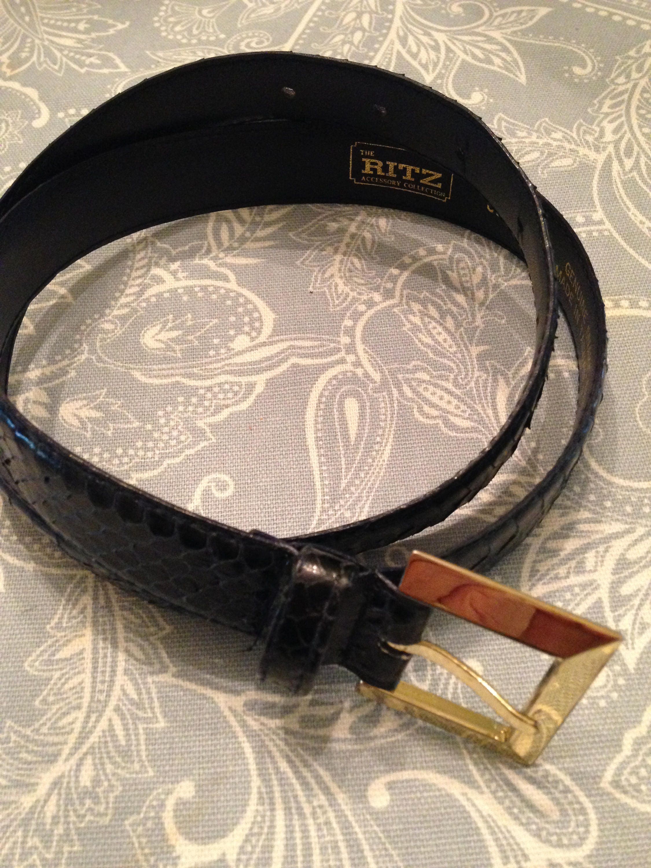 RITZ Vintage Croc-embossed Belt Reiss Leather Croc Embossed Belt in Caramel | REISS main image 2