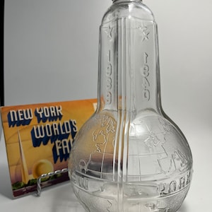 1939 World&#39;s Fair Clear Vinegar Bottle, 1939 New York Worlds Fair Souvenir, NY World&#39;s Fair Memorabilia, World&#39;s Fair Relic