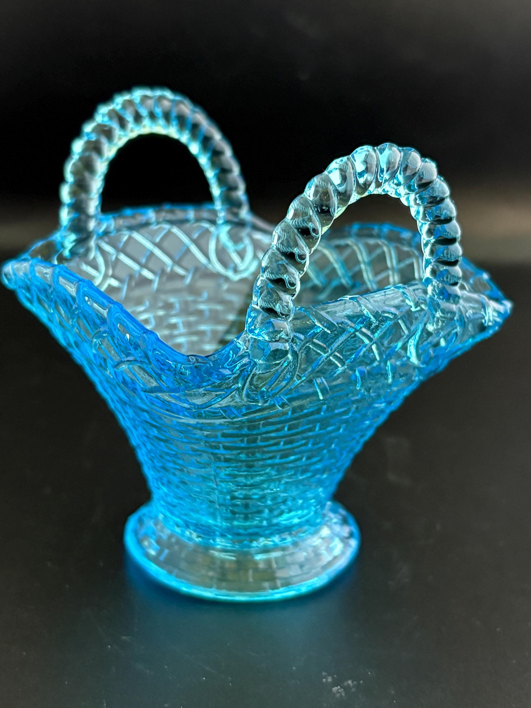 Vintage Glass Basket - Etsy