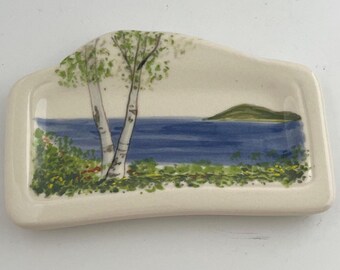 Hand Painted Birch Tree Trinket Dish: Rustic Cabin Decor