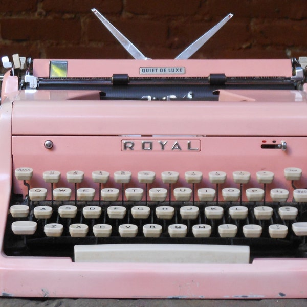 Vintage Royal Quiet DeLuxe Typewriter--1950s Pink