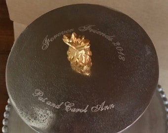 silver/aluminum  box gold pineapple   friendship   engraved box personalized  box jewelry box keepsake box jewelry holder