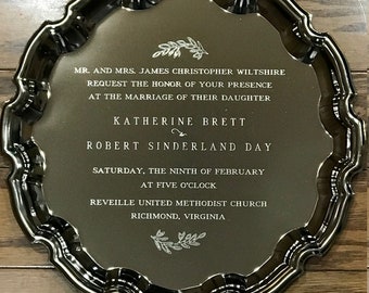wedding tray engraved wedding gift wedding gift 10 " Chippendale tray engraved tray personalized tray silver tray serving tray