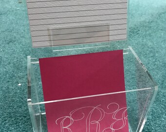 Acrylic Recipe Box Recipe Box for 3" x 5" Cards Lid-Display Recipe Box Personalized Recipe Box Monogram Recipe Box Custom Recipe Box