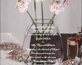 10" Elegant elliptical  vase wedding gift personalized vase engraved vase custom vase keepsake vase memory vase graduation