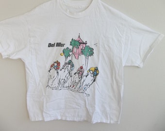 Vintage T-shirt Delmar Race Track Horses Jockeys Racing 1990s Medium