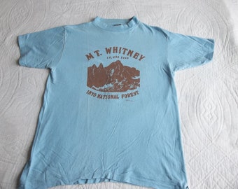 Vintage T-shirt Mt. Whitney 1970s Large Hiking Camping Travel American Road Trip