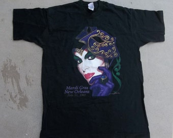 Vintage T-Shirt Mardi Gras Larry Harris Collectors Mask Carnaval Masquerade Festival New Orleans Super Rare