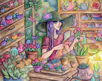 Witch's Greenhouse // Witch/Fantasy/Magical/Herbalist/ART PRINT