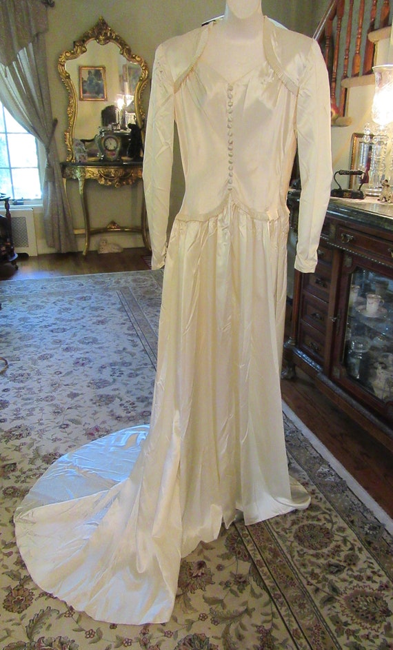 Vintage Wedding Bridal Satin Dress  Size Small/Med