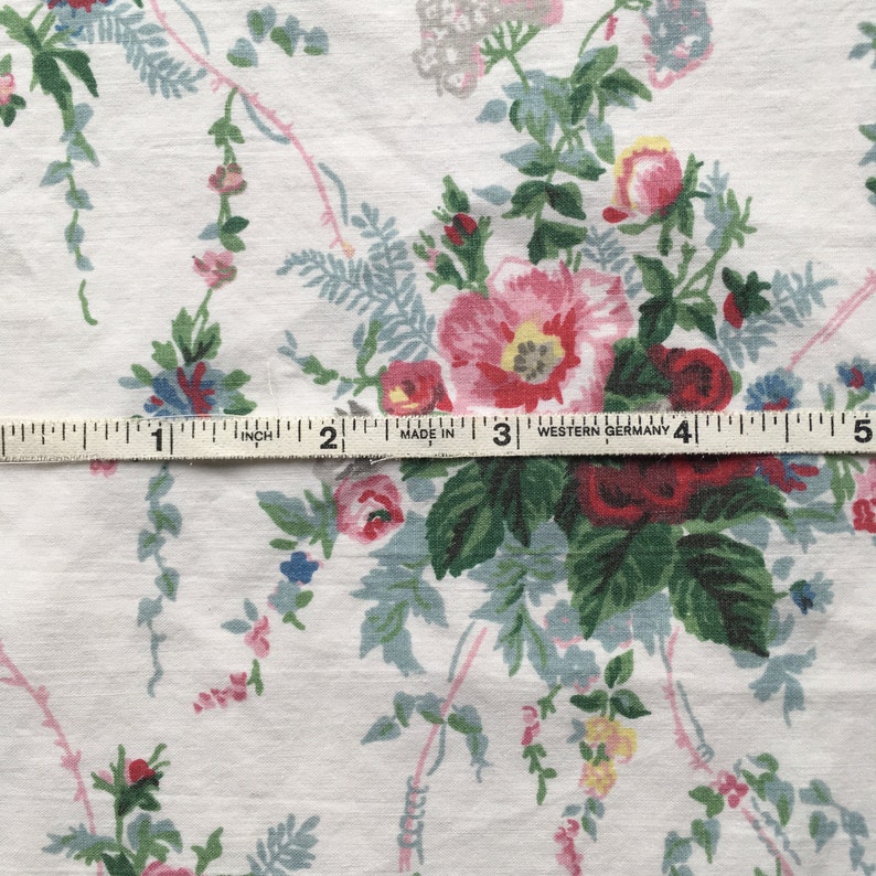 Cotton Vintage Sheet Fabric / Floral Bouquets Swags / Pink Etsy