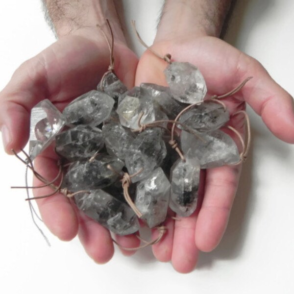 Large Herkimer bead, Herkimer Diamond bead, chunky Herkimer bead, top drilled Herkimer bead, worldwide shipping