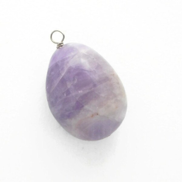 30% off with code, Amethyst egg focal bead, February birthstone bead, drilled