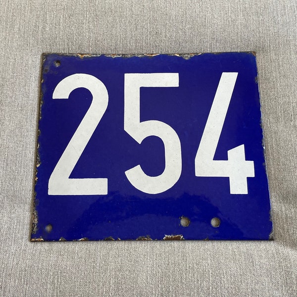 Vintage French Blue Enamel 254 Street Sign