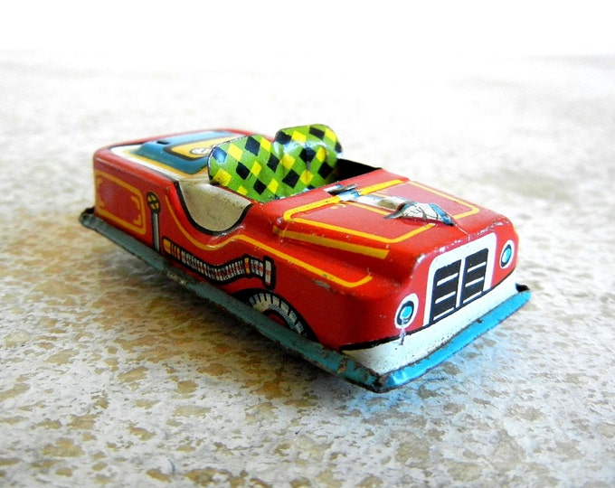 Tin Toy Car Red Convertible Sports Car Made in Japan Etsy