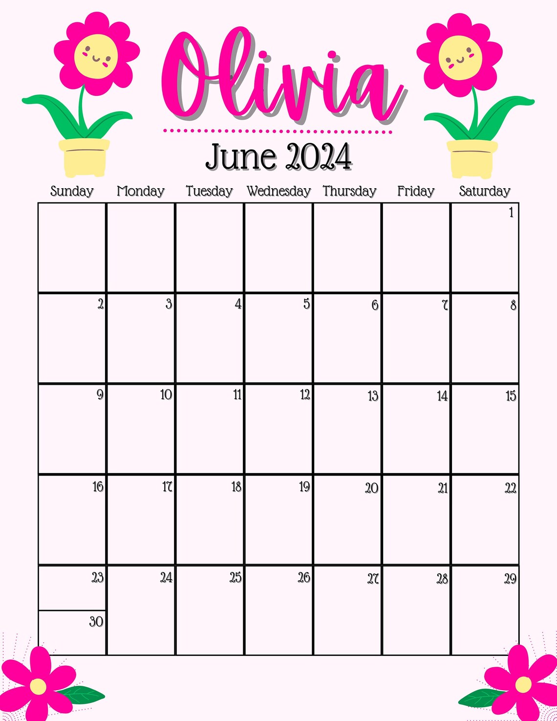 Custom Calendar Templates Etsy